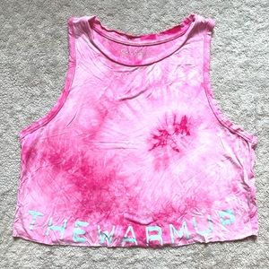 Medium Jessica Simpson Muscle Pink Tie Dye Tank Cropped Top